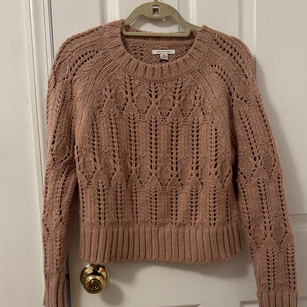 American Eagle Outfitters Crochet Sweater - Pink